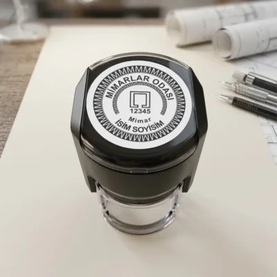 Yuvarlak Mimar Kaşesi otomatik mimar mührü 40 mm kaşe modeli