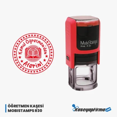 Öğretmen Aferin Kaşesi - Mobistamps R30 Yuvarlak Kaşe, Öğr-009