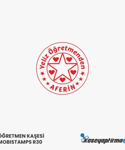 Öğretmen Aferin Kaşesi - Mobistamps R30 Yuvarlak Kaşe, Öğr-011