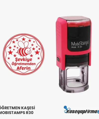 Öğretmen Aferin Kaşesi - Mobistamps R30 Yuvarlak Kaşe, Öğr-012