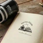Kahve ve kitap figürlü isme özel tarih atılabilir kitap kaşesi uygulaması
